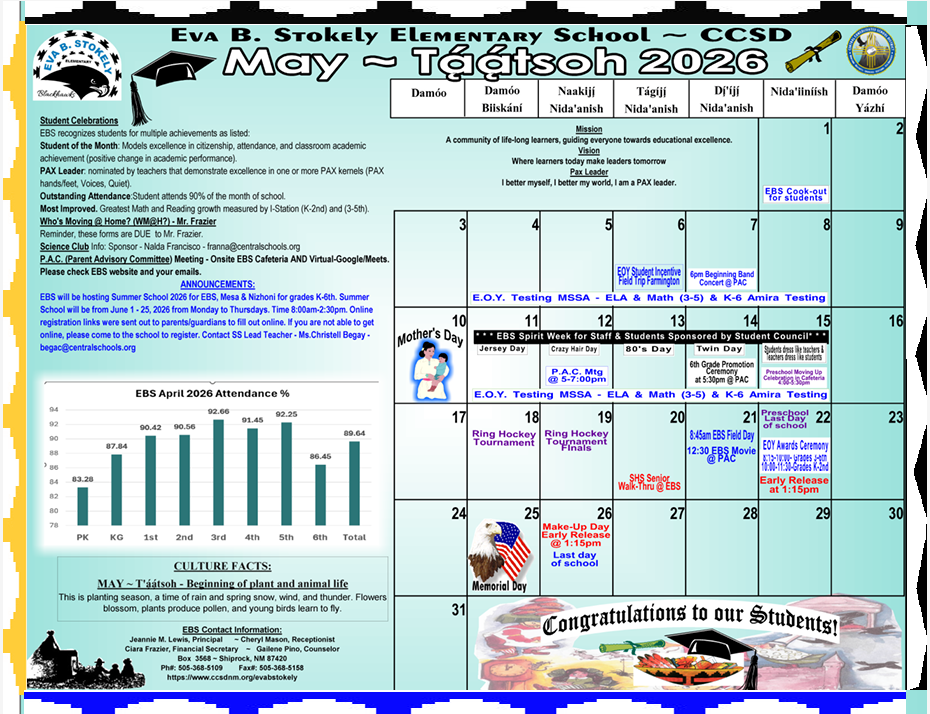 EBS May 2026 Calendar